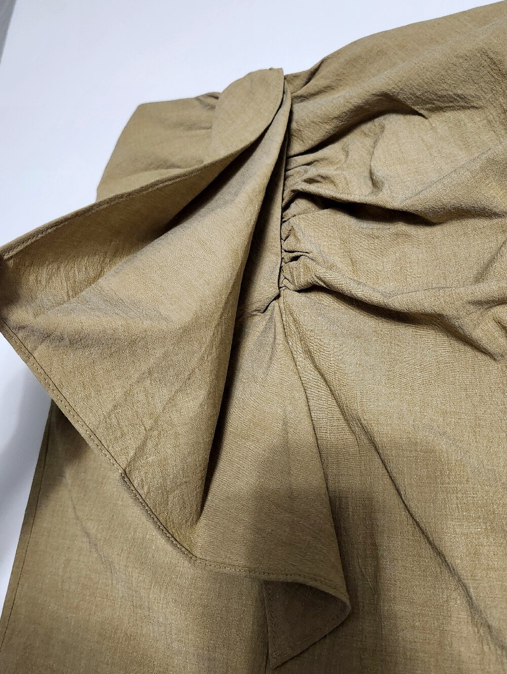 Mango sz L Sand Gathered Front Mini Skirt NWT - Picture 9 of 10